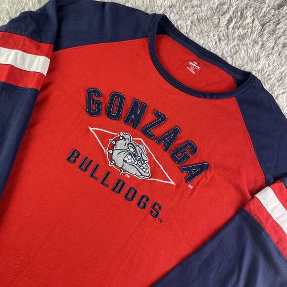 Gonzaga Bulldogs Zags Shirt Mens Extra Large Red Blue White Raglan Ringer - Picture 1 of 8
